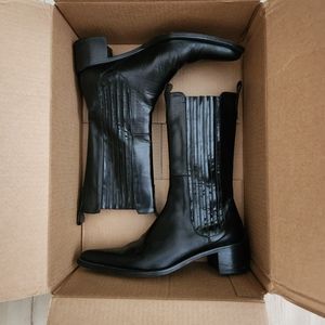 LEATHER POINTY TOE WESTERN COWBOY BOOTS SIZE 37 MADE IN 🇮🇹